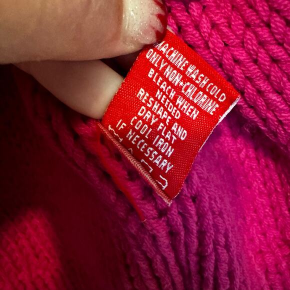 NWT Deadstock Vintage 525 America Hand Knit Chunky Zip Up Sweater Pink M Cottage - Picture 11 of 16